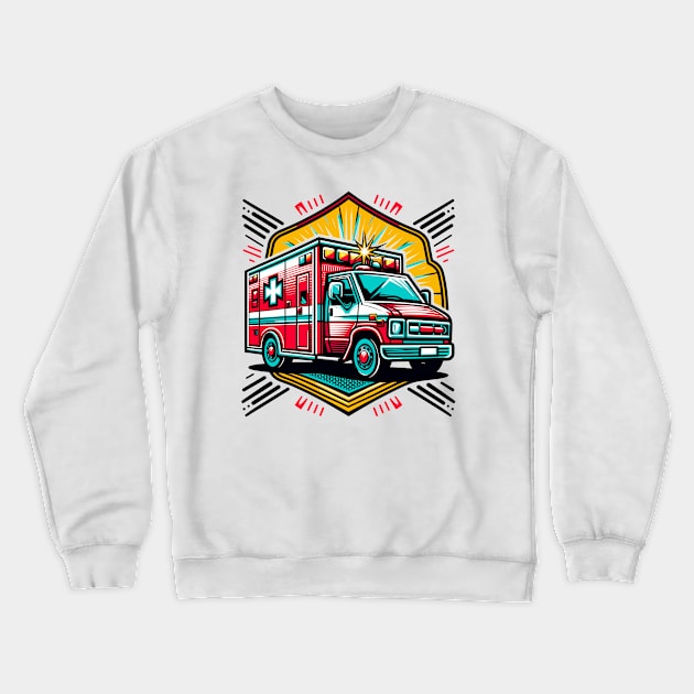 Ambulance Crewneck Sweatshirt by Vehicles-Art